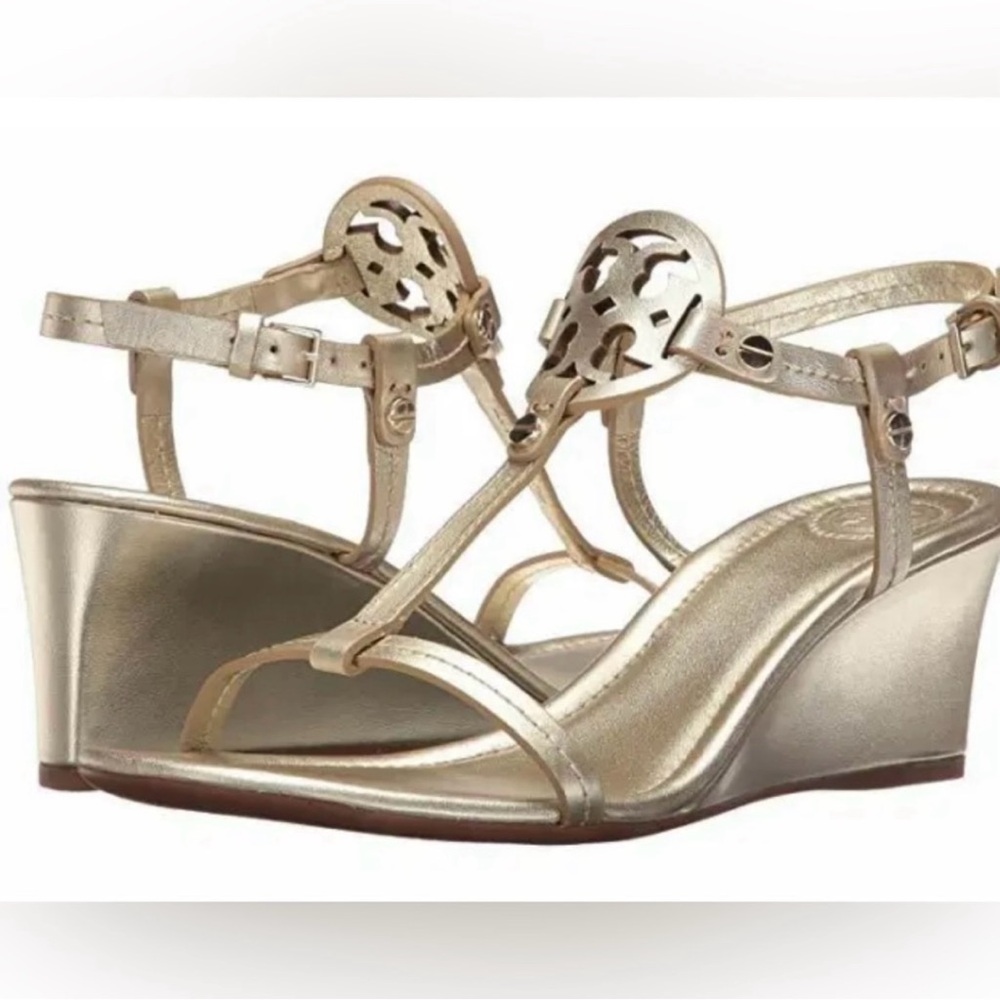 Tory Burch Gold Miller 60MM Wedge Sandals